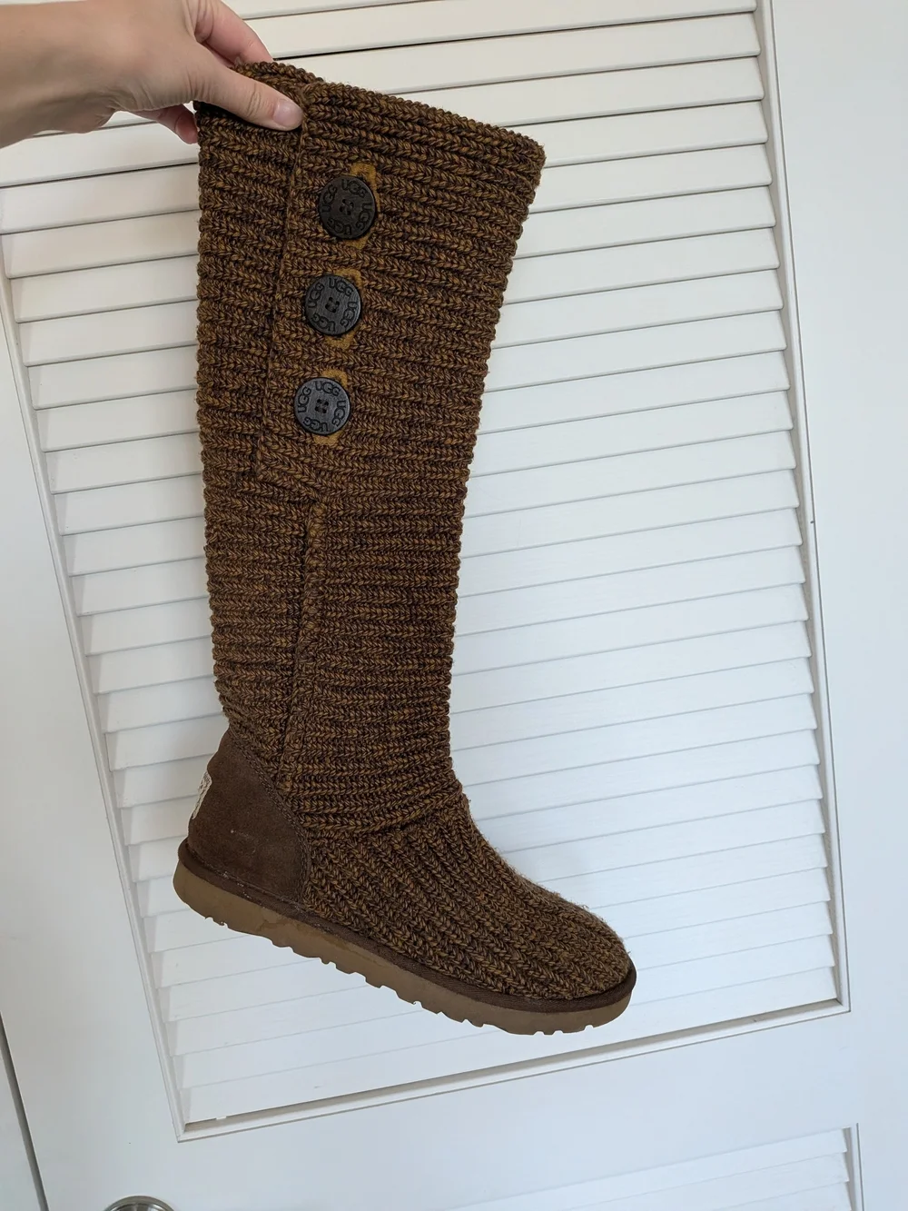 UGG Brown Knit Button Tall Boots